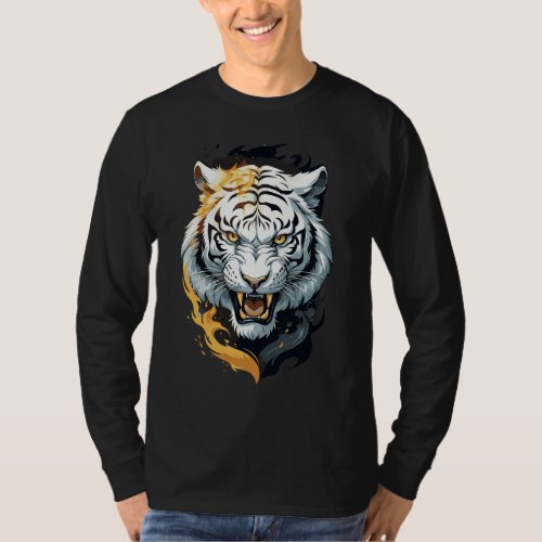 Fiery tiger design T_Shirt