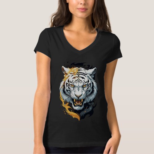 Fiery tiger design T_Shirt