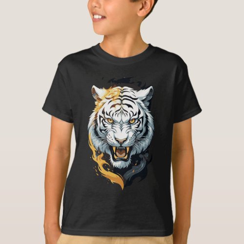 Fiery tiger design T_Shirt