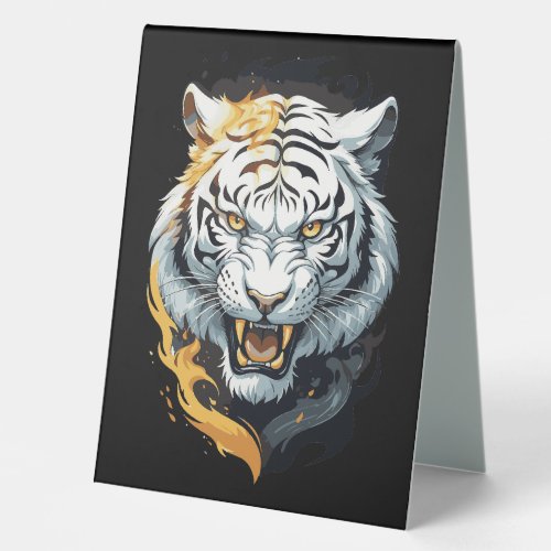 Fiery tiger design table tent sign