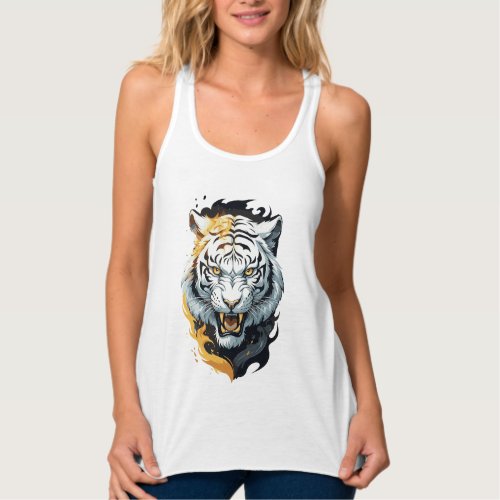 Fiery tiger design tank top