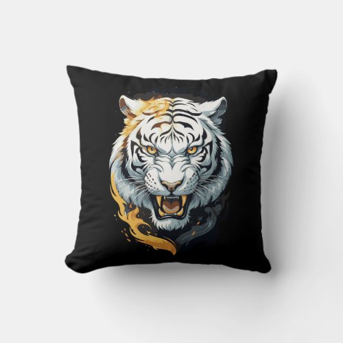 Fiery tiger design throw pillow