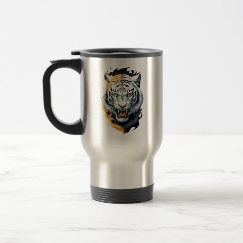 Fiery tiger design travel mug