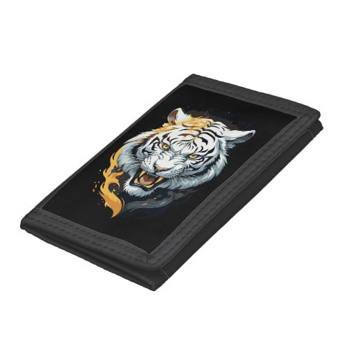 Fiery tiger design trifold wallet