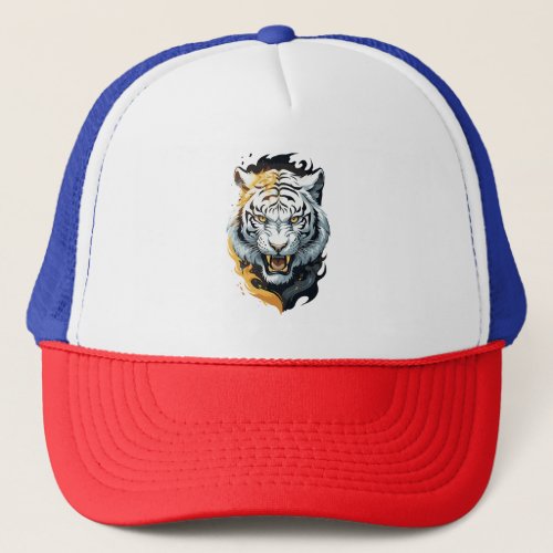 Fiery tiger design trucker hat
