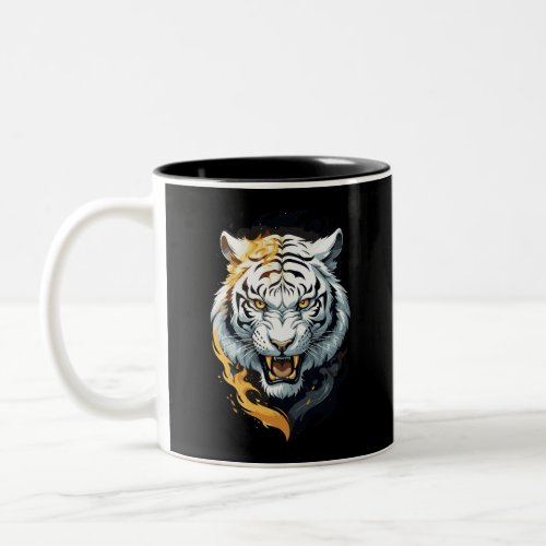 Fiery tiger design Two_Tone coffee mug