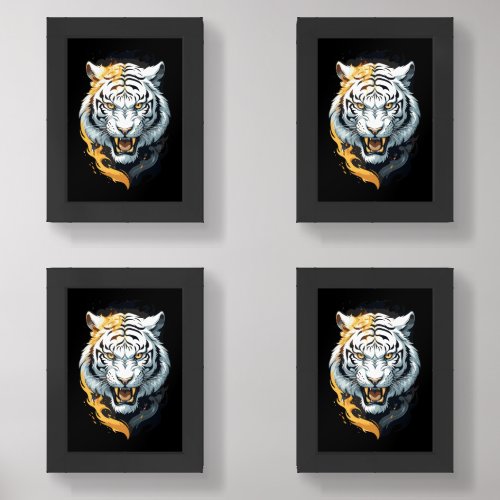 Fiery tiger design wall art sets