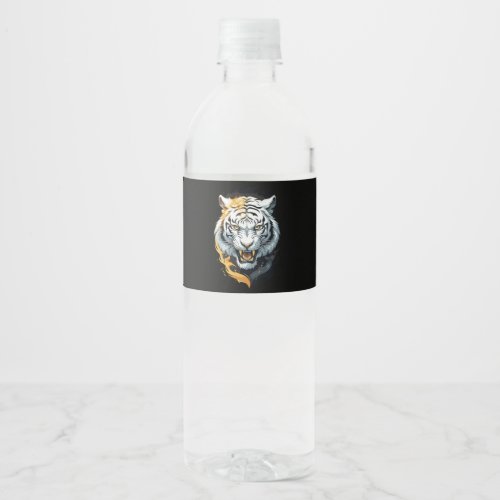 Fiery tiger design water bottle label