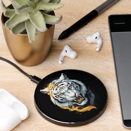 Fiery tiger design wireless charger 