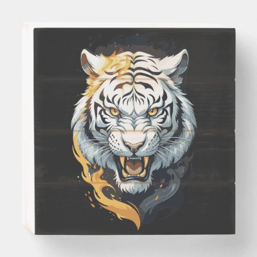 Fiery tiger design wooden box sign