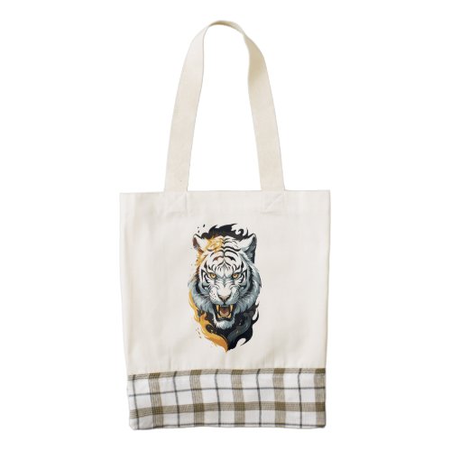 Fiery tiger design zazzle HEART tote bag