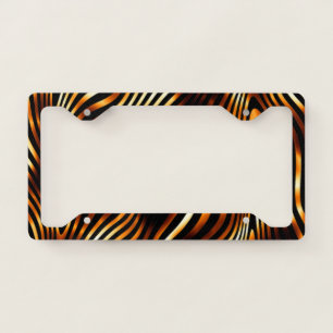 Fiery Tiger Print License Plate Frame