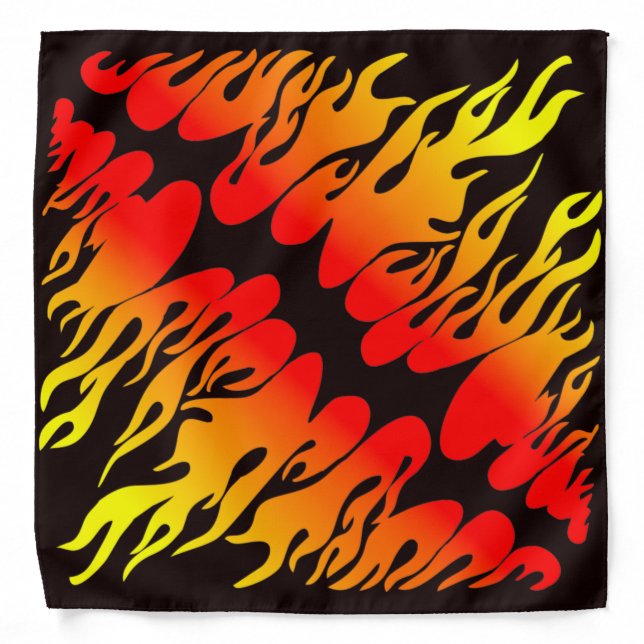Fiery tongues flame campfire| Red yellow black Bandana (Front)