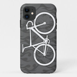 Fiery Track Bike - white on grey iPhone 11 Case