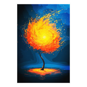 Fiery Tree of Life Abstract Nature Wall Art