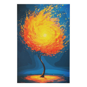 Fiery Tree of Life Abstract Nature Wall Art