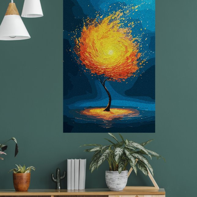 Fiery Tree of Life | Abstract Nature Wall Art (Living Room 1)