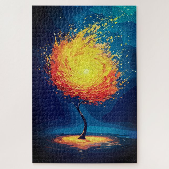 Fiery Tree of Life | Abstract Nature Wall Art Jigsaw Puzzle (Vertical)