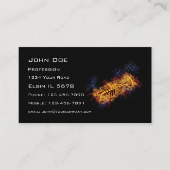 Fiery Trumpet Business Card by AridOcean at Zazzle