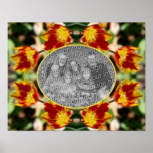 Fiery Tulip Flowers Frame Create Your Own Photo Poster