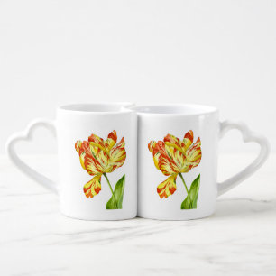 Fiery Tulip on a Lovers' Mug Set