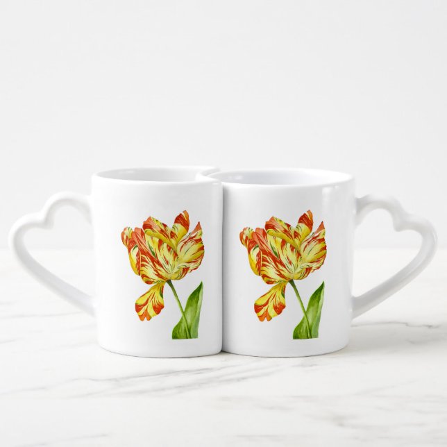 Fiery Tulip on a Lovers' Mug Set (Back Nesting)