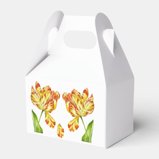 Fiery Tulips on a Favor Box (Front Side)