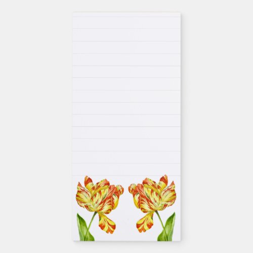 Fiery Tulips on a Magnetic Notepad