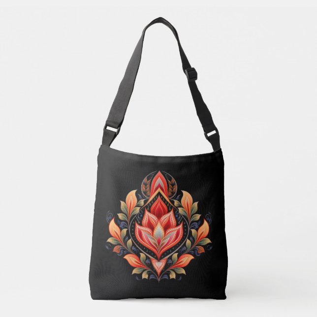 Fiery Tulips Pattern Crossbody Bag  (Front)
