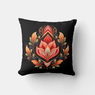 Fiery Tulips Pattern Throw Pillow 