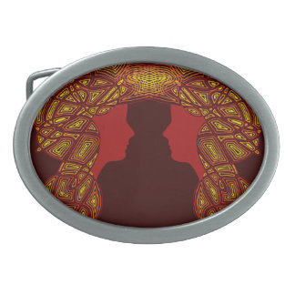 Fiery Twins Oval Belt Buckle