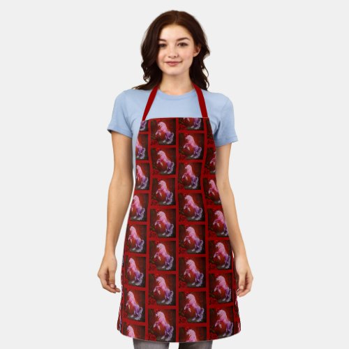 Fiery Unicorn Horse And Roses Animal     Apron