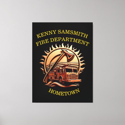 Fiery Valor Intricate Heroic Design Of Fire Truck  Canvas Print