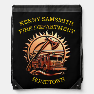 Fiery Valor Intricate Heroic Design Of Fire Truck Drawstring Bag