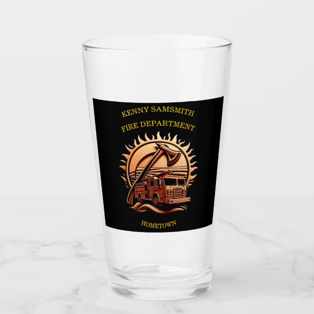 Fiery Valor Intricate Heroic Design Of Fire Truck  Glass (Front)