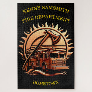 Fiery Valor Intricate Heroic Design Of Fire Truck  Jigsaw Puzzle