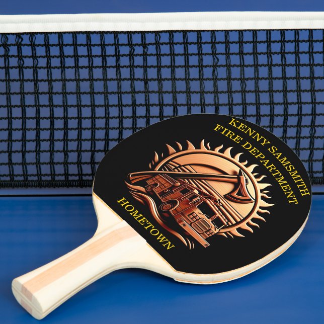 Fiery Valor Intricate Heroic Design Of Fire Truck  Ping Pong Paddle (Insitu)