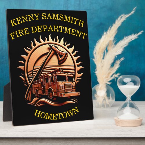 Fiery Valor Intricate Heroic Design Of Fire Truck  Plaque