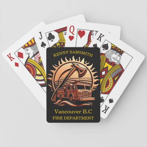 Fiery Valor Intricate Heroic Design Of Fire Truck  Playing Cards
