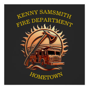 Fiery Valor Intricate Heroic Design Of Fire Truck  Poster