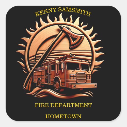 Fiery Valor Intricate Heroic Design Of Fire Truck  Square Sticker