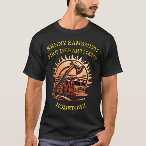 Fiery Valor Intricate Heroic Design Of Fire Truck  T_Shirt