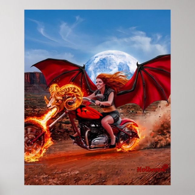 Fiery Vampire Foxella Biker Babe Poster (Front)