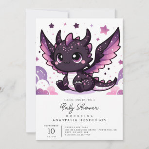 Fiery Whimsical Dragon Baby Shower Invitation