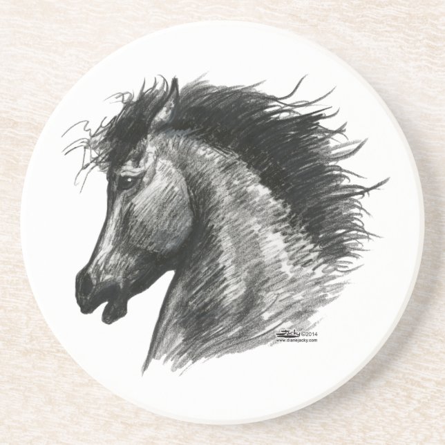 Fiery Wild Horse Sandstone Coaster (Front)