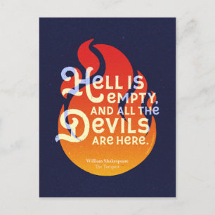 Fiery William Shakespeare Hell is Empty Postcard