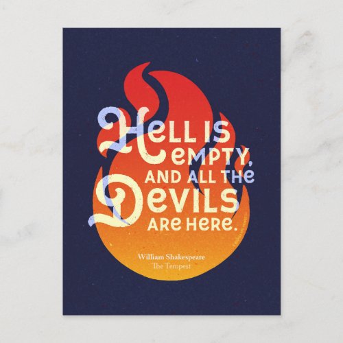 Fiery William Shakespeare Hell is Empty Postcard