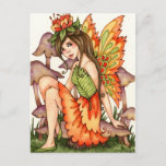 Fiery Wings - Autumn Fantasy Fairy Art Postcard at Zazzle