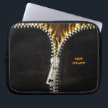 Fiery Zipper Laptop Sleeve<br><div class="desc">Unleash the fire! Image of black leather with an opening metal zipper revealing flames.</div>