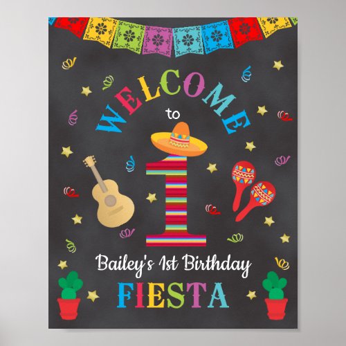 Fiesta 1st Birthday Chalkboard Welcome Sign